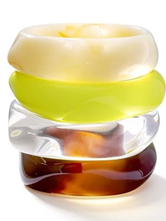 Jewelry - 4 PCS Chunky Acrylic Resin Bangle Bracelets for Women Colorful Wide Bangles